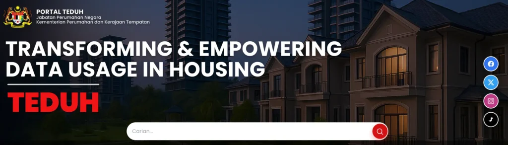 The official Portal Teduh website banner by KPKT, used for checking private housing developer status and abandoned projects in Malaysia.