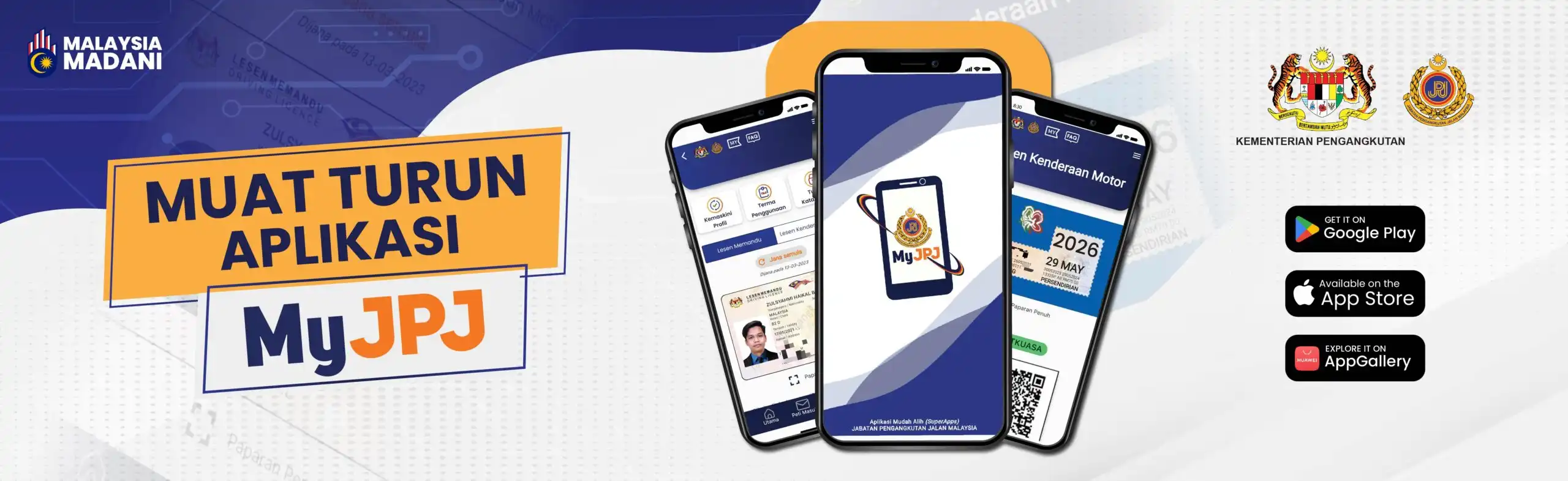 Official promotional graphic encouraging users to download the MyJPJ application with app store badges and mobile app screens