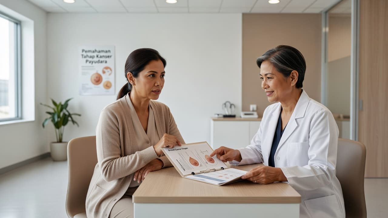 A doctor and a patient having a calm conversation in a medical consultation room.